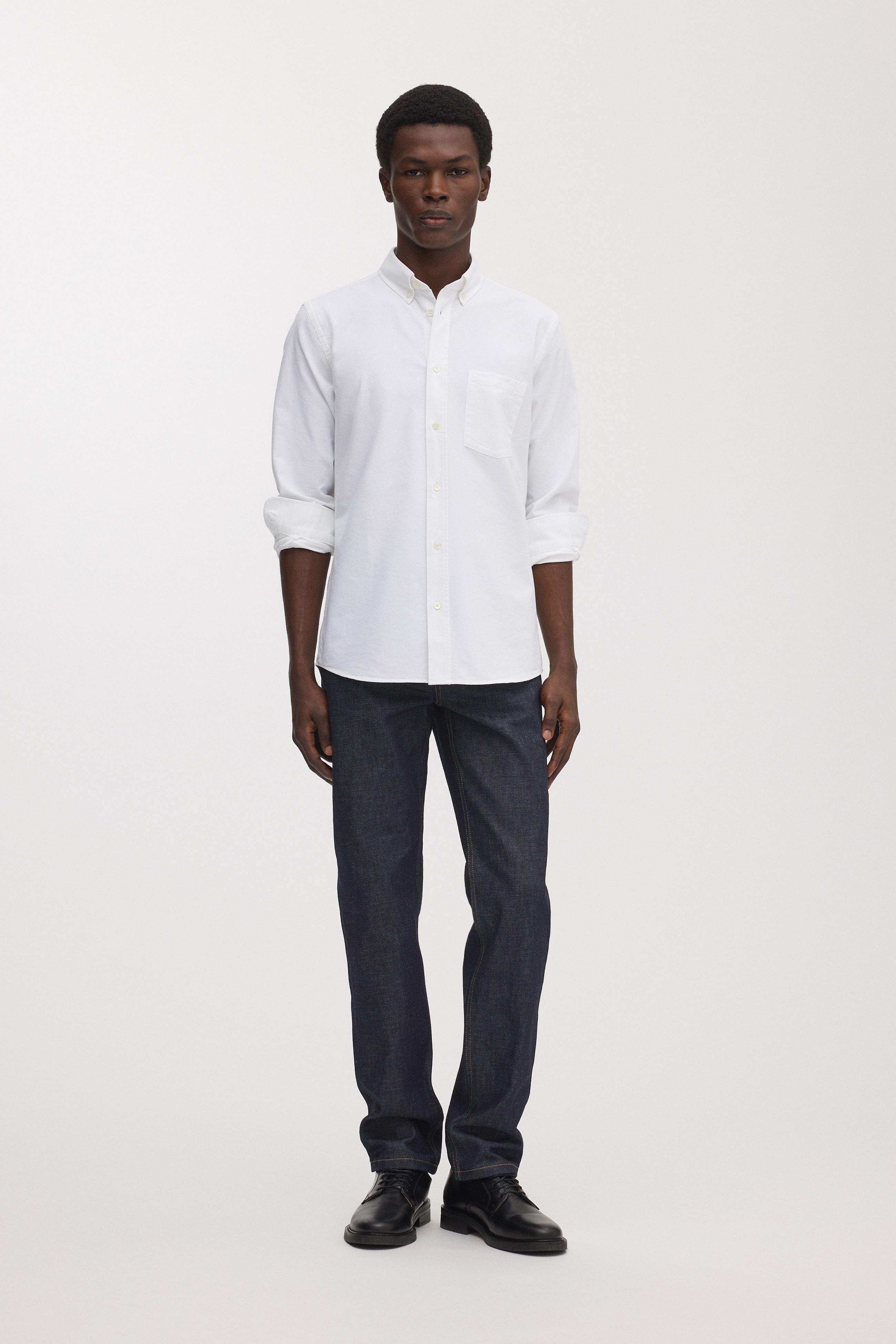 William Fullest Fit Shirt in White Oxford Basketweave