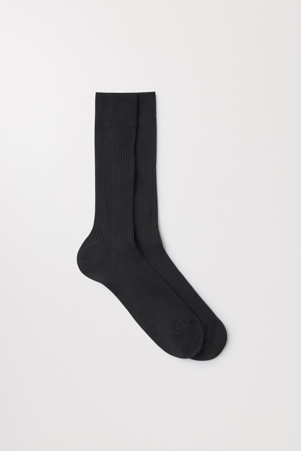 Black Ribbed Cotton Sock | Men's Italian | Asket