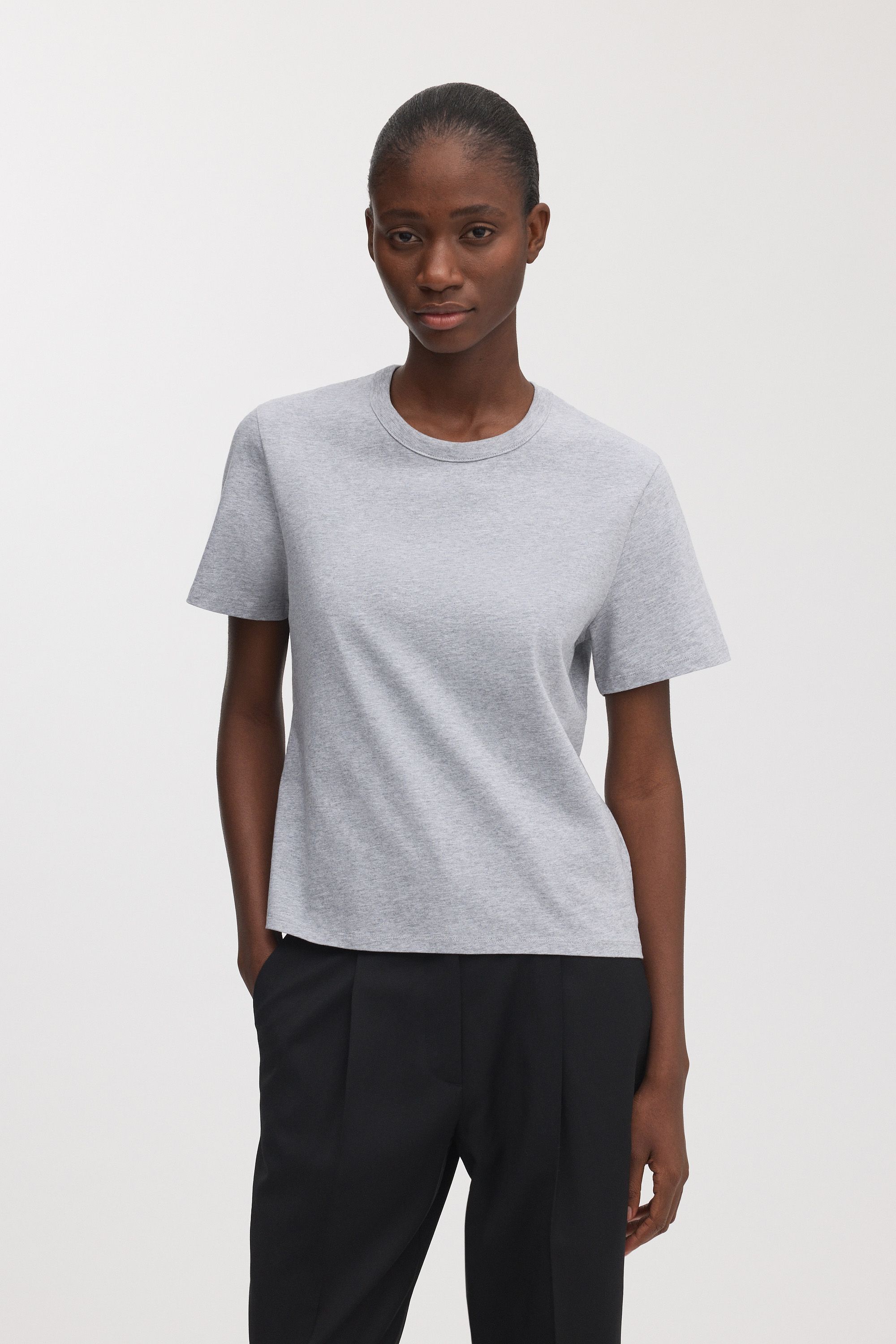 Grey Melange T-Shirt | Organic Cotton Crewneck | Asket
