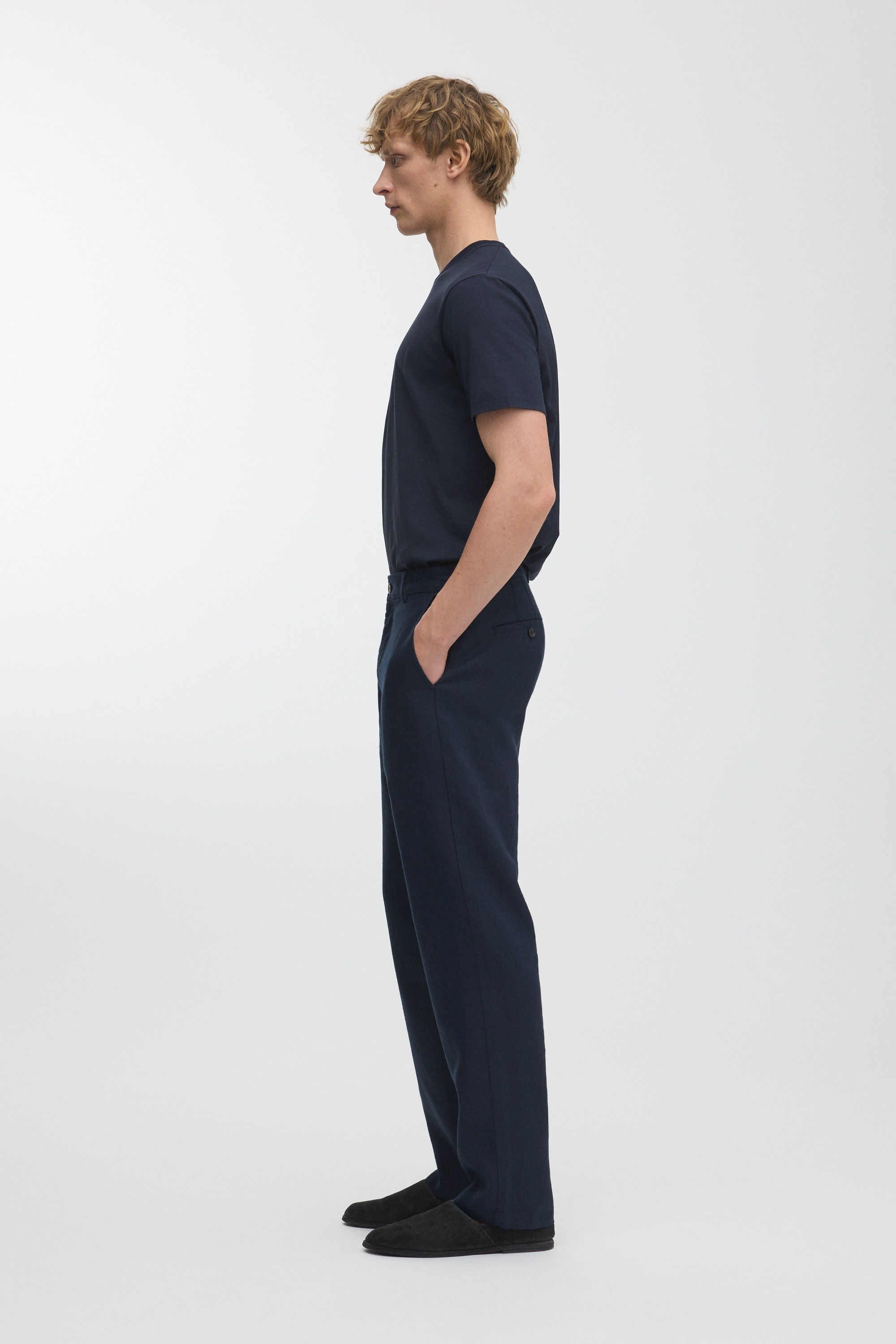 Dark Navy Linen Trousers | 100% French Linen | Asket
