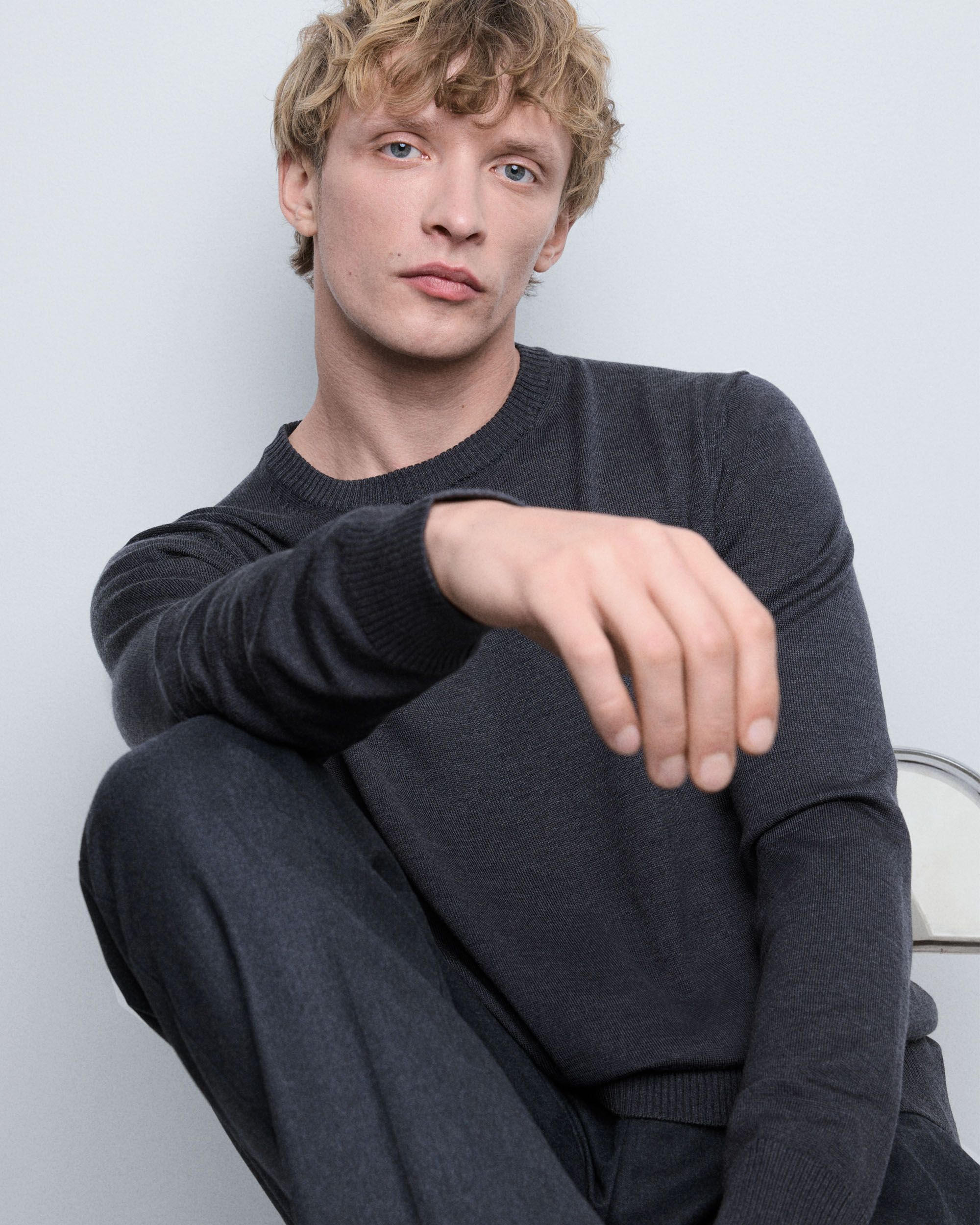 Charcoal Melange Merino Sweater | Fine Wool Crewneck | Asket