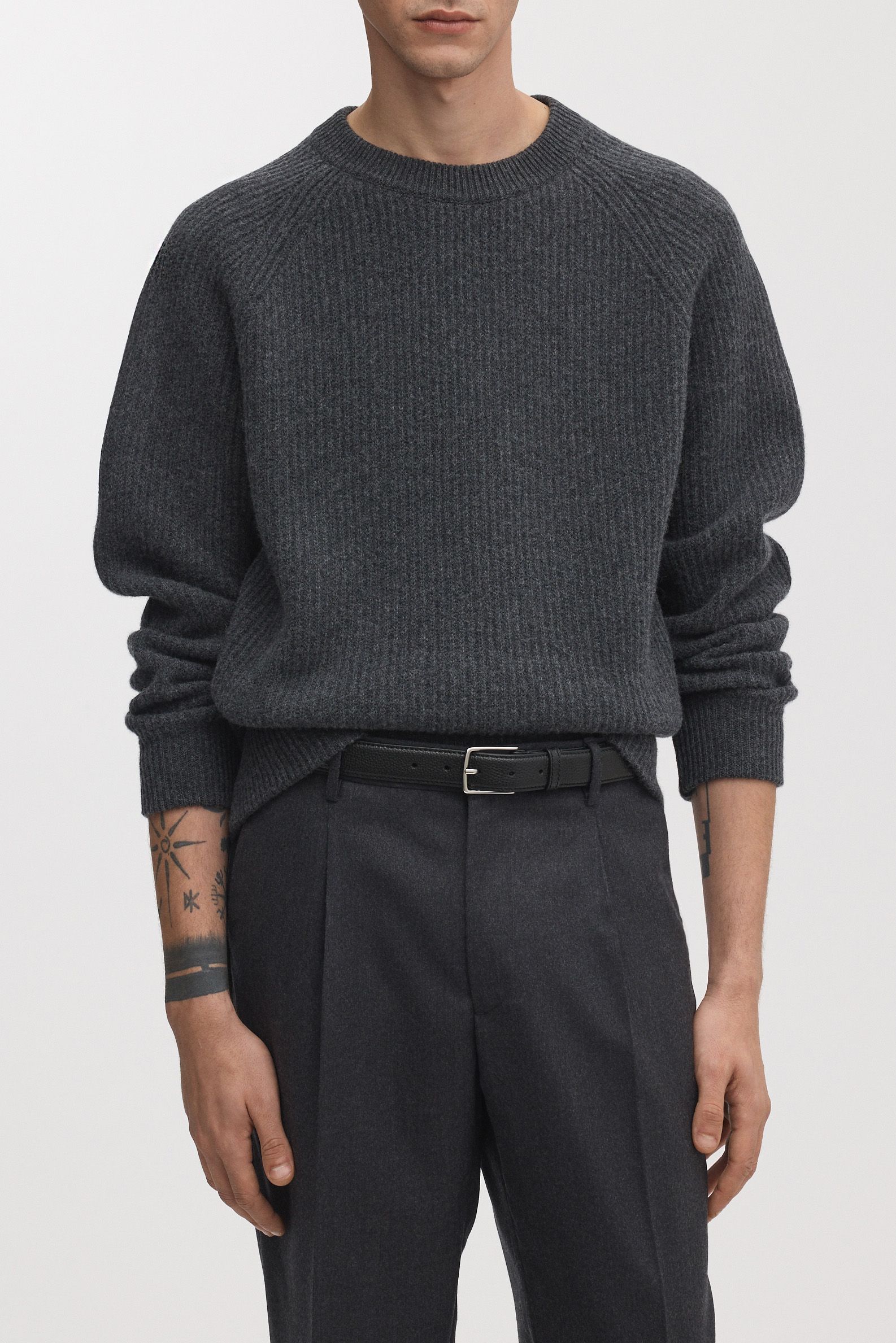 Charcoal Melange Heavy Wool Sweater | Archive | Asket