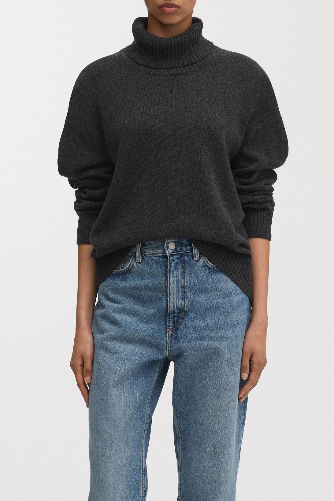 Charcoal Cashmere Roll Neck | Recycled | Archive | Asket