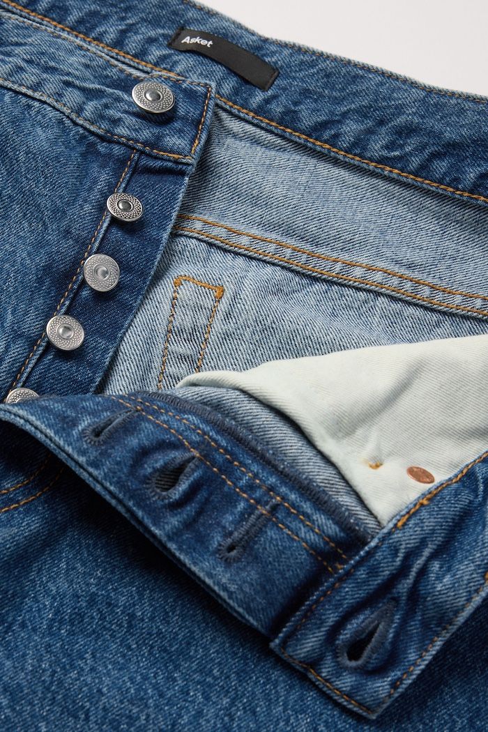 Four-button single layer fly, ecru organic cotton pocket lining