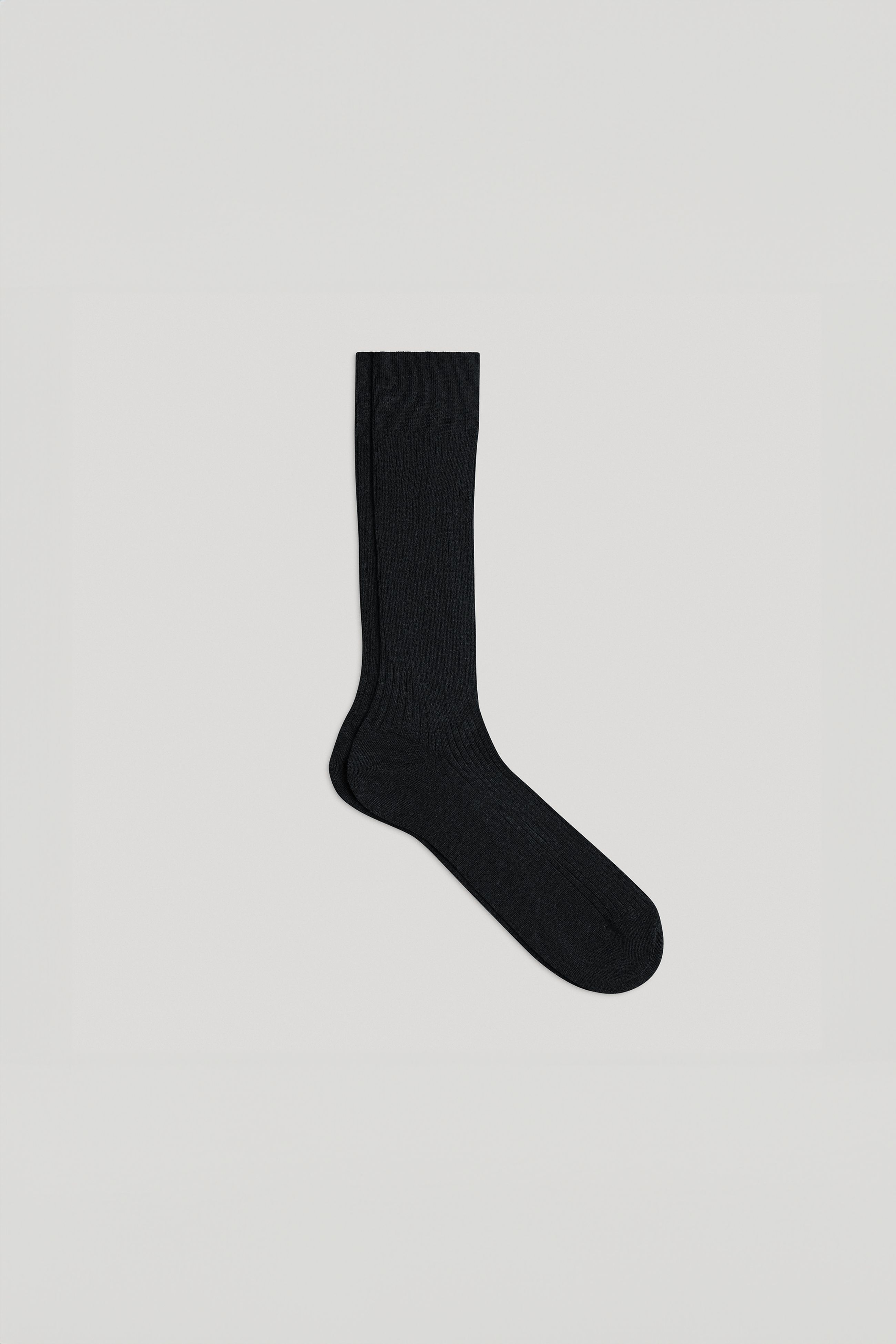 Black Ribbed Cotton Sock | Men's Italian | Asket