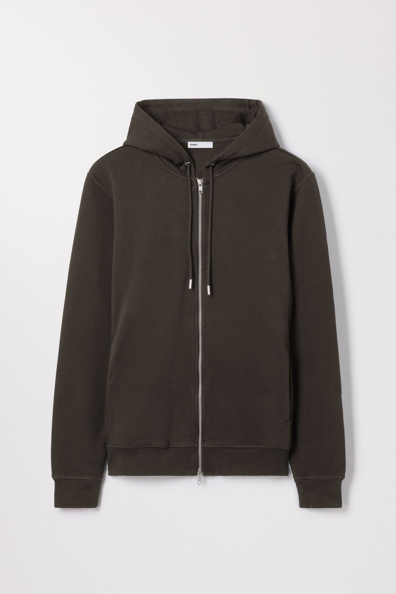 Asket  Zip Hoodie Mud Green - Men
