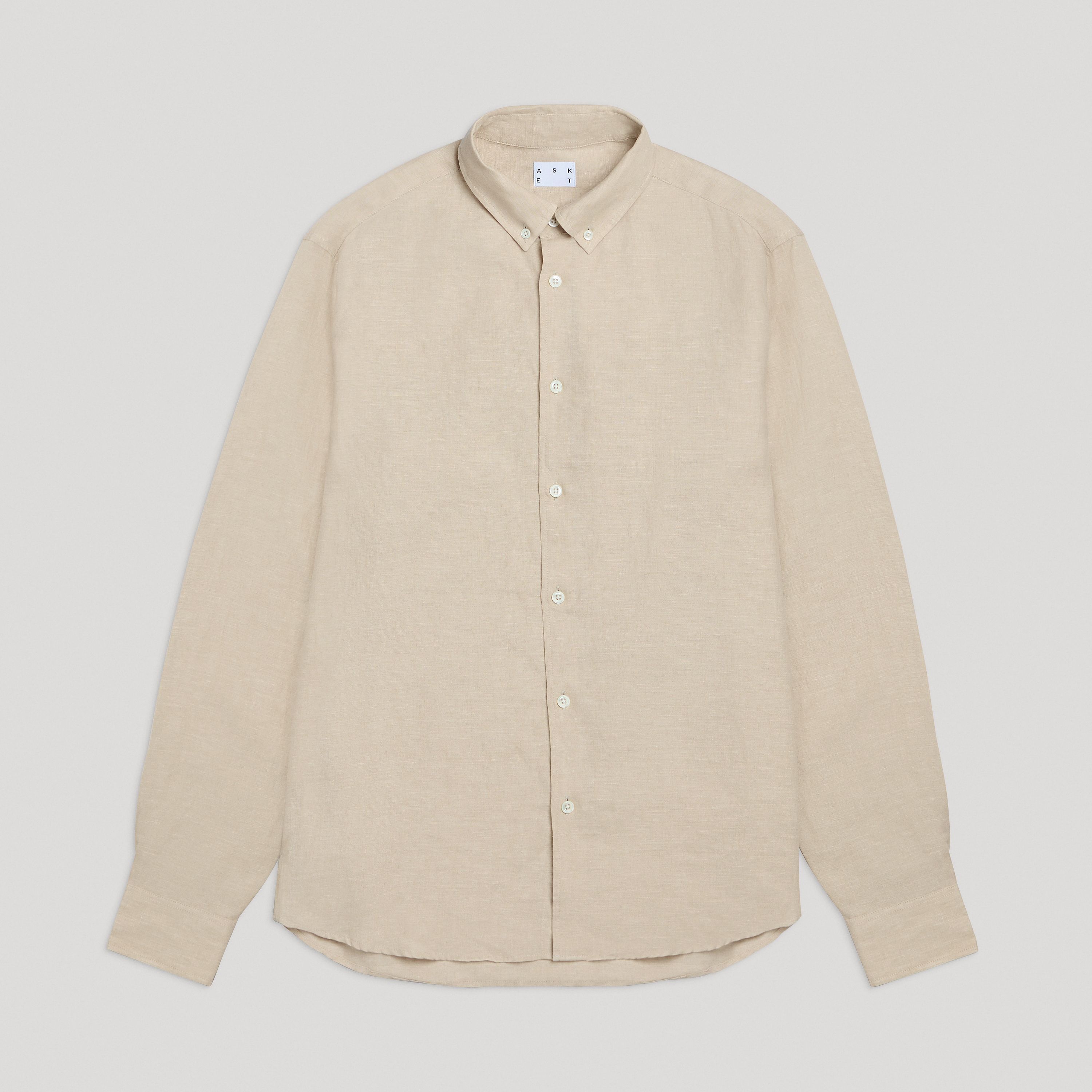 Beige Linen Cotton Shirt Button-front Long Sleeve main image 1
