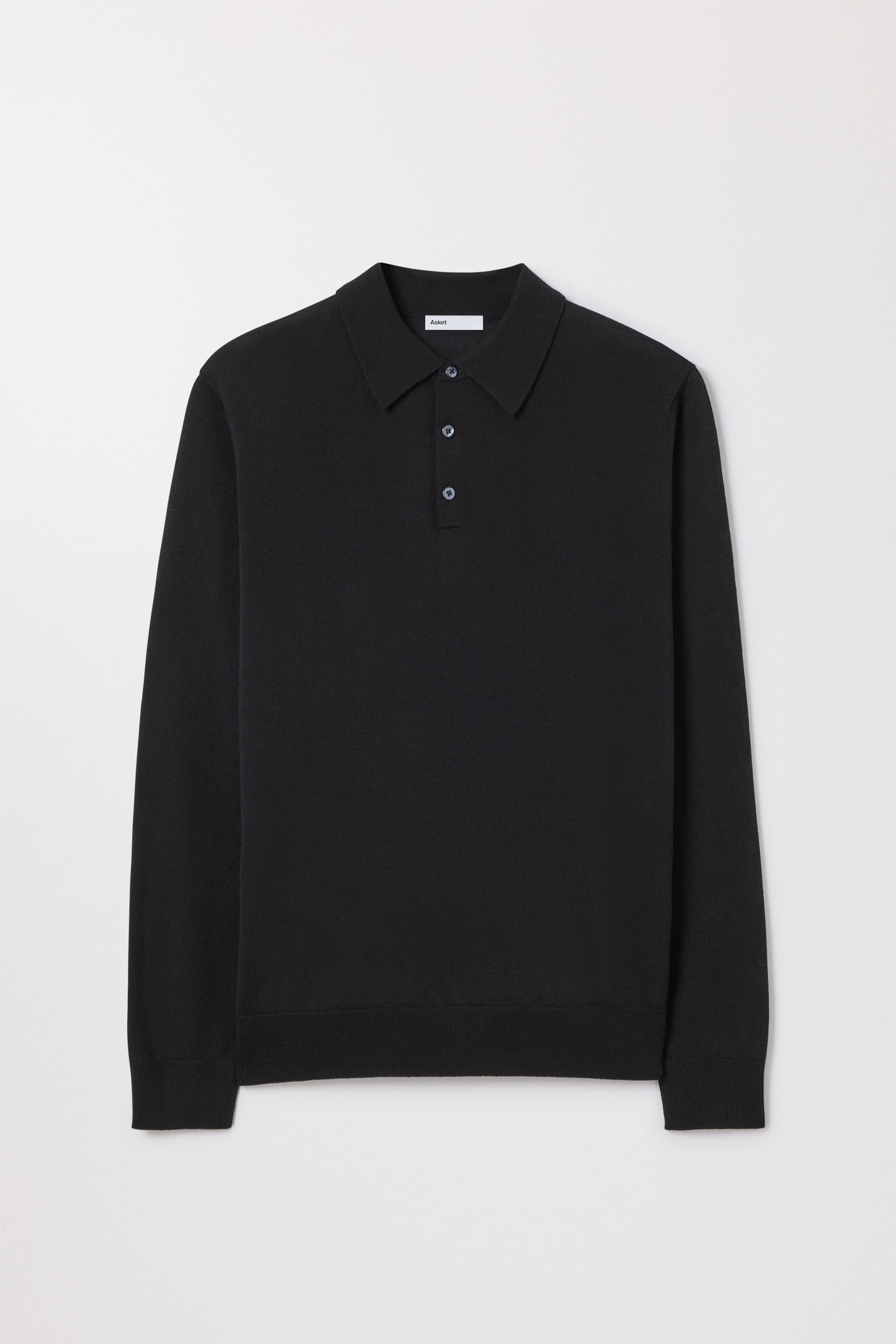 Men's Black Merino Wool Polo