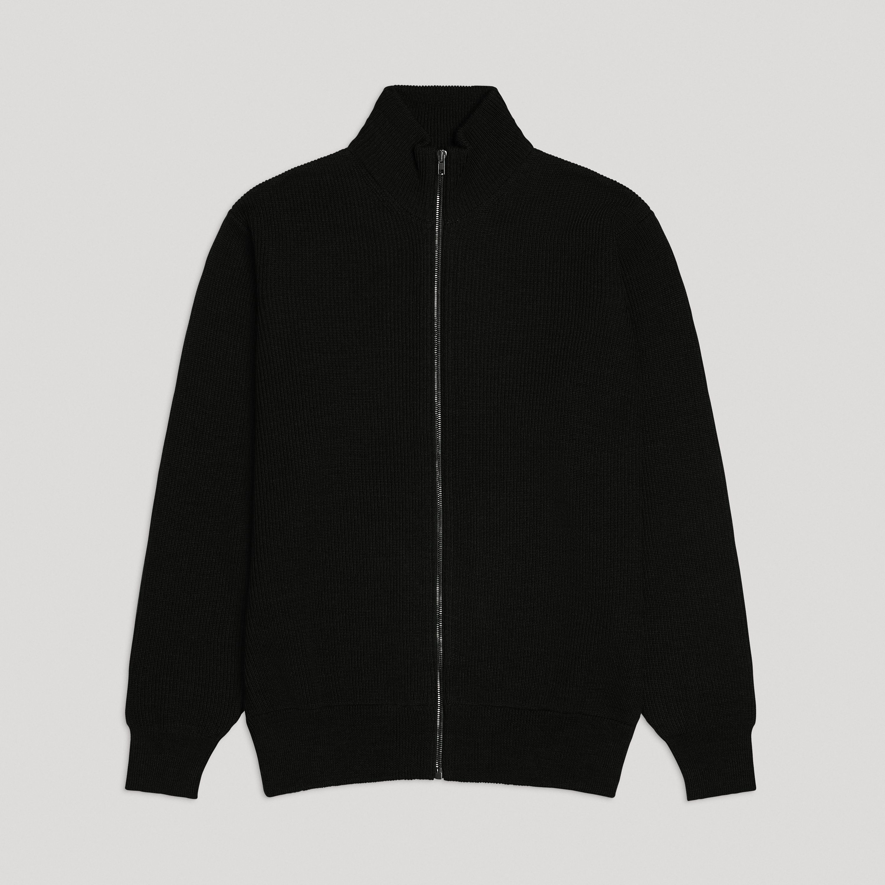 Men's Big & Tall Westport Black Full Zip Mock Neck Cardigan
