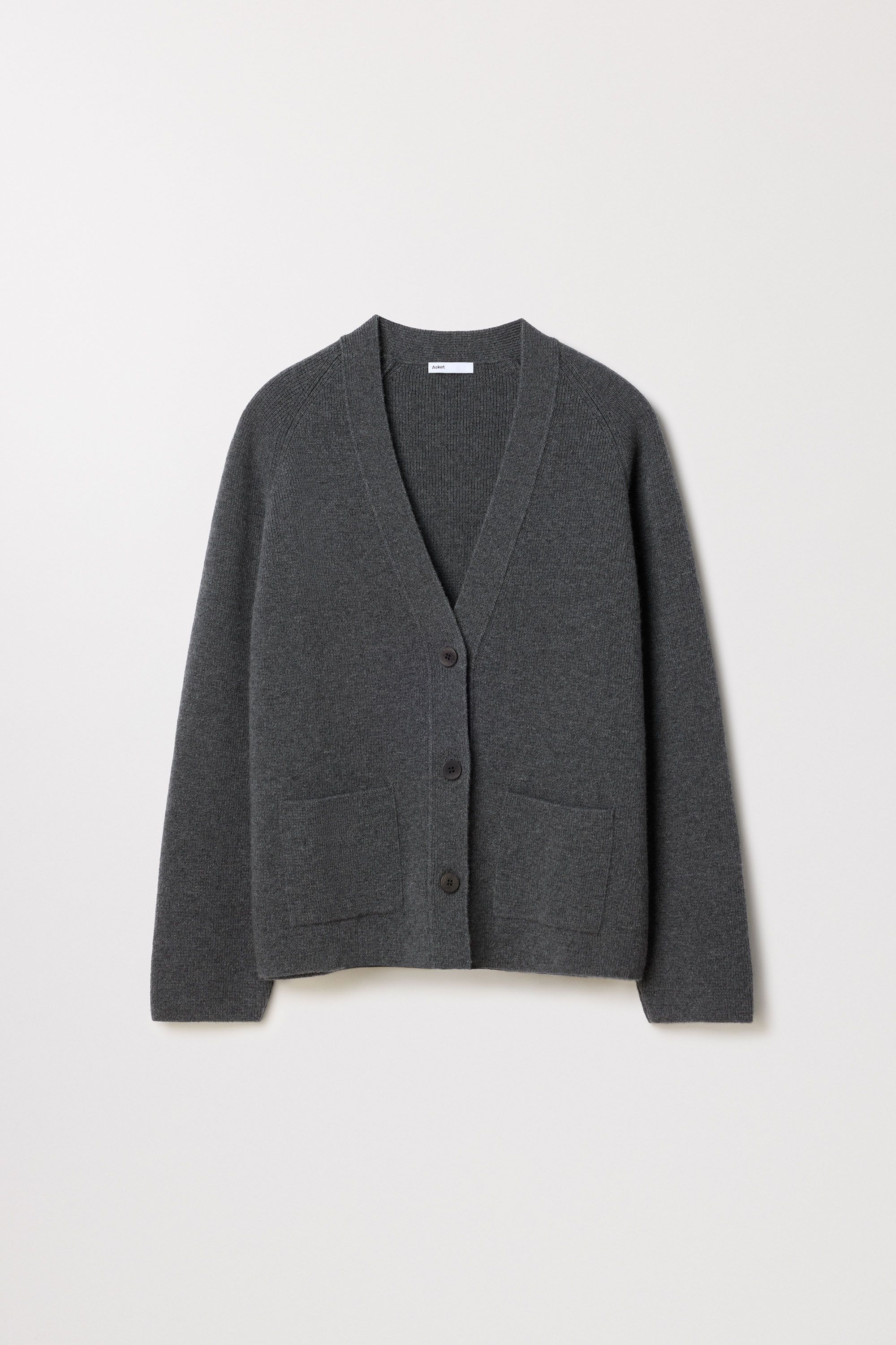 Charcoal Melange Wool Cardigan | Full Milano Knit | Asket