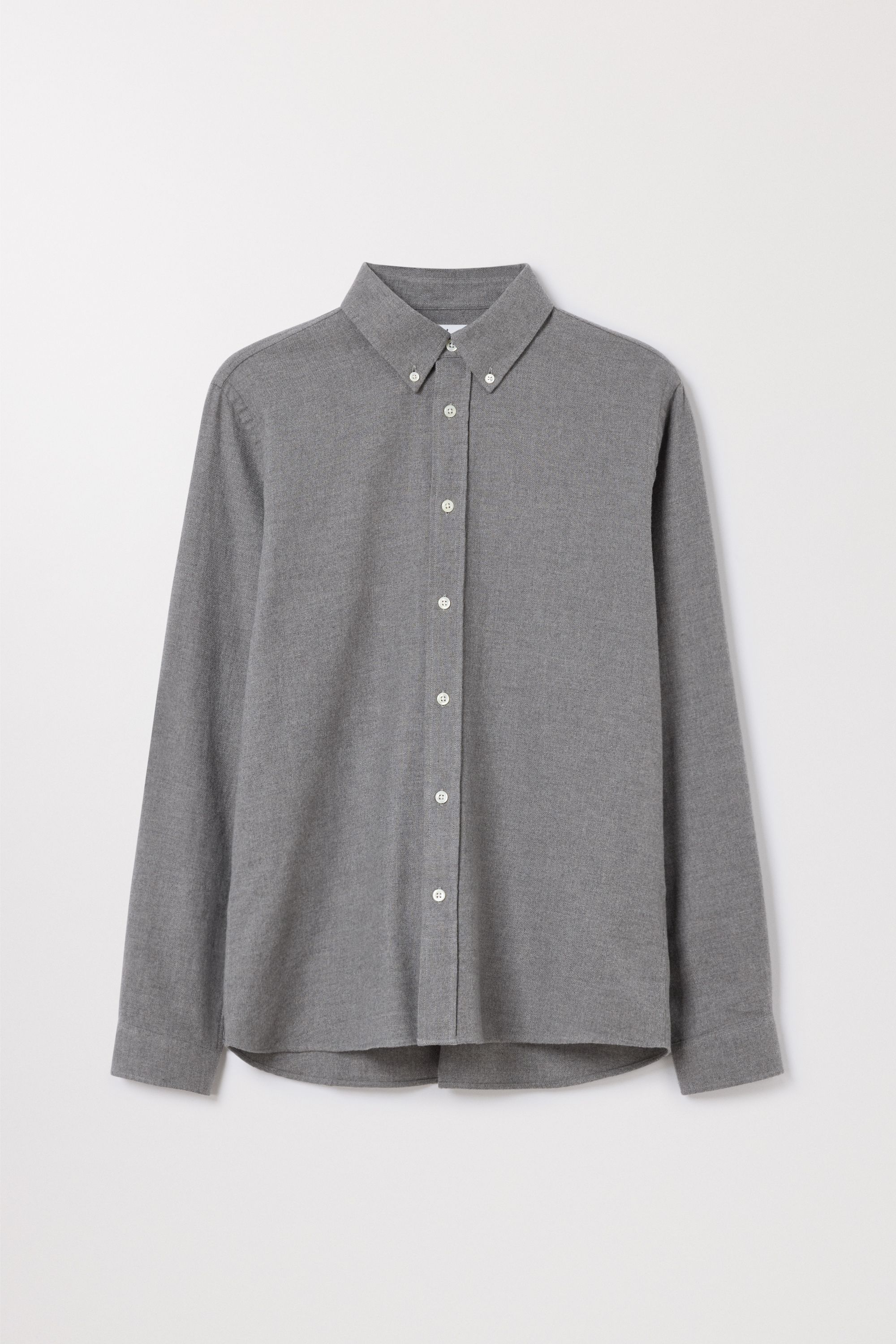 Grey Melange Flannel Shirt | Organic Cotton Twill | Asket
