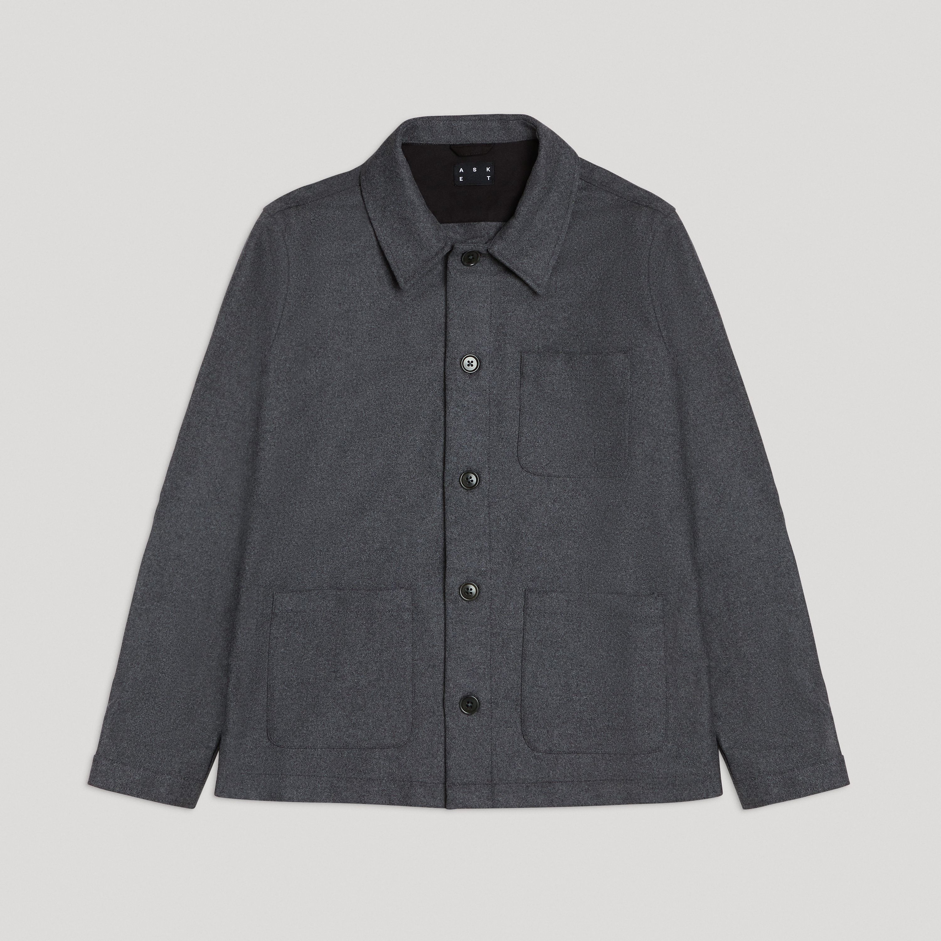 Charcoal Melange Wool Overshirt | Italian Recycled Wool | Asket Charcoal Melange Wool Overshirt | Italian Recycled Wool | Asket