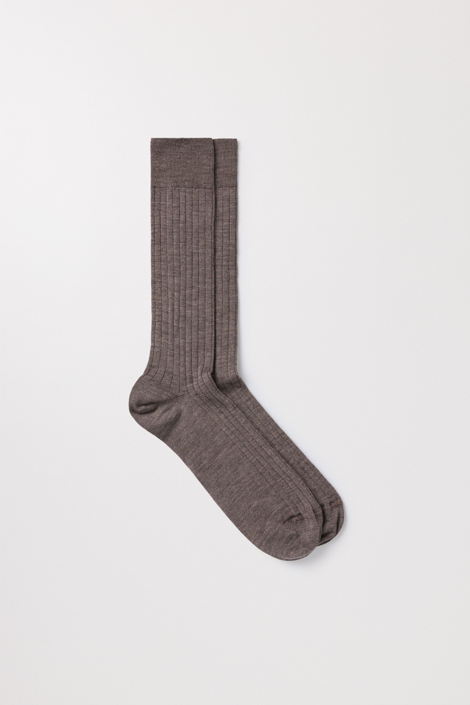 Light Brown Merino Sock | Ribbed Italian Wool | Asket