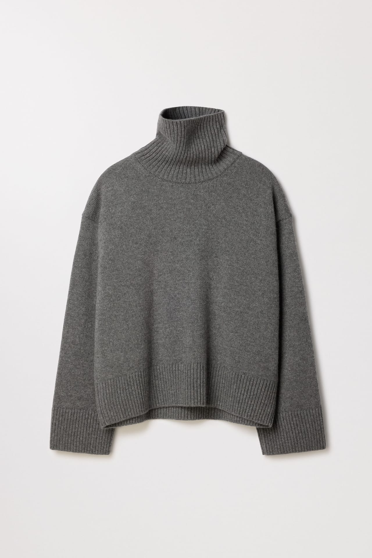 Asket Cashmere Roll Neck Dark Grey Melange - Women In Gray